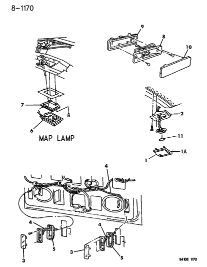 1994 Chrysler Town & Country Lamps - Cargo-Dome-Courtesy Diagram