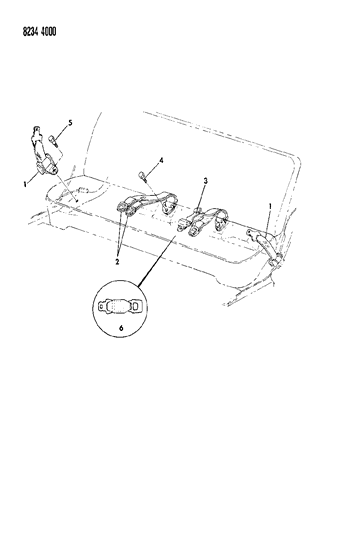 1988 Chrysler LeBaron Base Belt - Rear Seat Lap Diagram