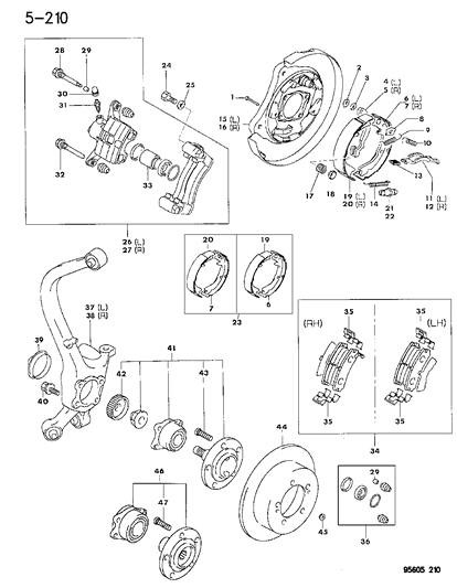 1996 Dodge Avenger Brakes, Rear Disc Diagram