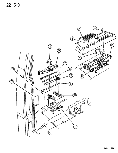 1994 Dodge Dakota Jack Stowage Diagram 2