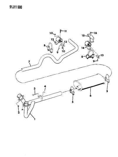 1991 Jeep Grand Wagoneer Exhaust System Diagram 2