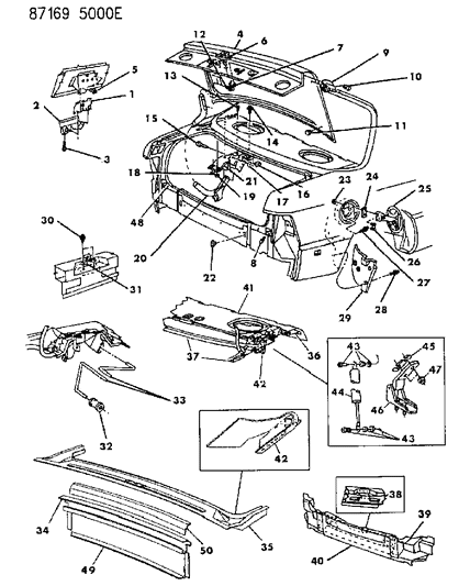 1987 Chrysler LeBaron Bumper-Lift Gate OVERSLAM Diagram for 4336077