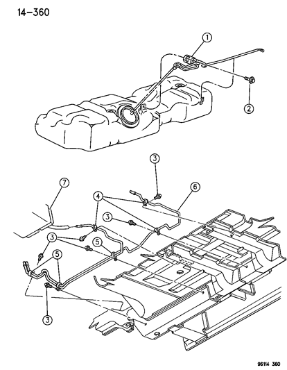 1996 Dodge Grand Caravan Fuel Lines & Filter Diagram