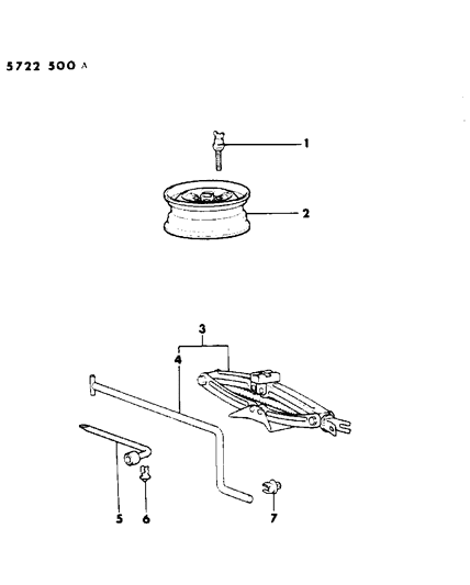 1986 Dodge Colt Spare Wheel & Stowage Diagram