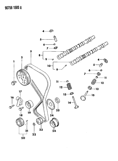 1990 Dodge Colt Camshaft & Valves Diagram 3