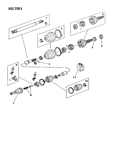 1989 Dodge Aries Shaft - Front Drive Diagram