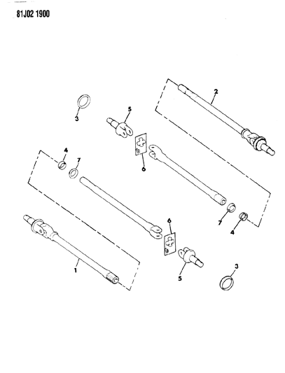 1986 Jeep Wagoneer Shafts - Front Axle Diagram 3
