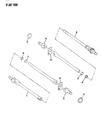 1986 Jeep Comanche Shafts - Front Axle Diagram 3