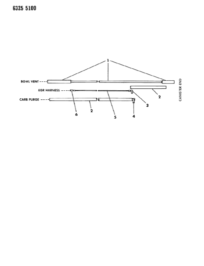 1986 Dodge D150 Vapor Canister Hose Harness - Dual Canister Diagram