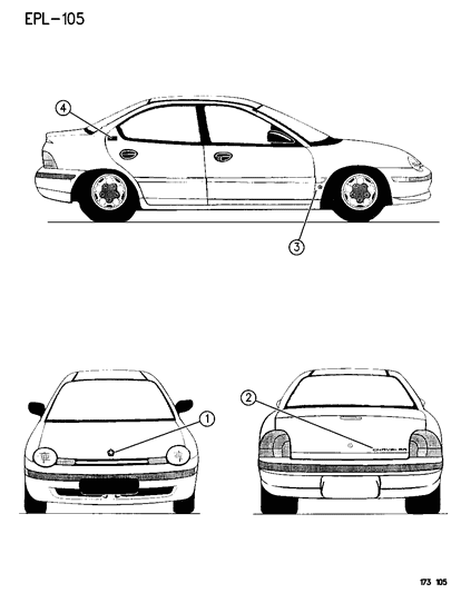 1996 Dodge Neon NAMEPLATE Plymouth Hood Ba Diagram for PG20SP1