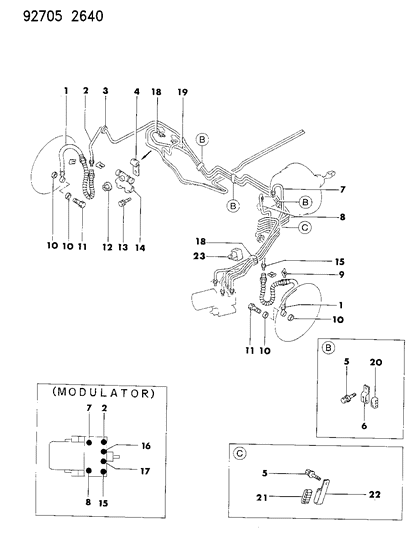 1994 Dodge Colt Brake Lines & Hoses, Front Diagram 2