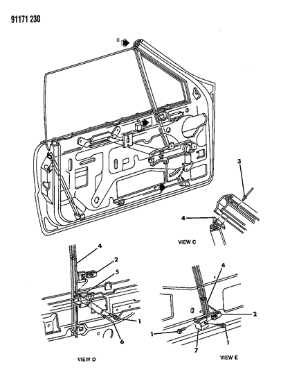 1991 Dodge Shadow Door, Front Diagram 3