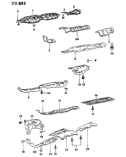 1988 Dodge Ram 50 Heat Shields - Exhaust Diagram