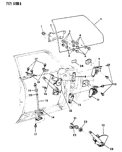 1987 Chrysler Fifth Avenue Door, Front Glass & Regulator Diagram