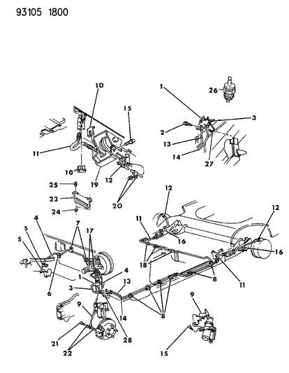 1993 Chrysler New Yorker Salon Lines & Hoses, Brake Front Diagram