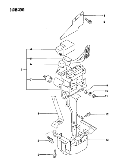 1991 Dodge Stealth Modulator - Anti - Skid Brake System Diagram