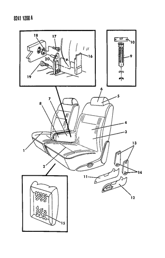 1988 Chrysler New Yorker Base Model Front Seat Diagram 1
