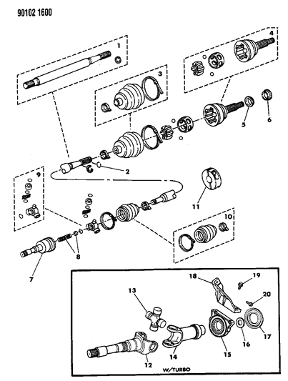 1990 Dodge Daytona Shaft - Front Drive Diagram