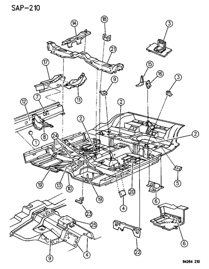 1994 Dodge Shadow Floor Pan Front Diagram