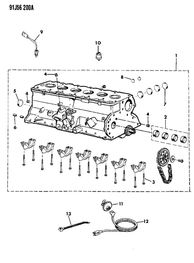 1991 Jeep Wrangler Long Blk-Long Block Diagram for R2640424AA
