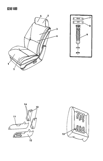 1988 Chrysler LeBaron GTS Front Seat Diagram 2