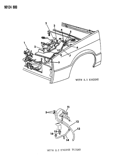 1990 Chrysler LeBaron GTC Plumbing - Heater Diagram 1