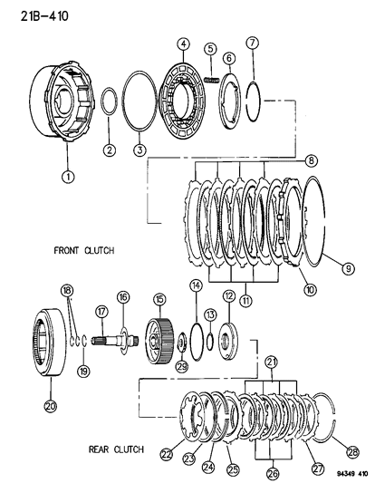 1996 Dodge Ram Wagon Clutch , Front & Rear With Gear Train Diagram 2