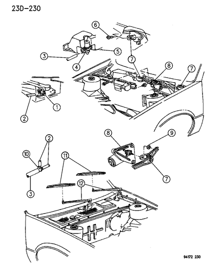 1995 Chrysler LeBaron Windshield Wiper & Washer System Diagram