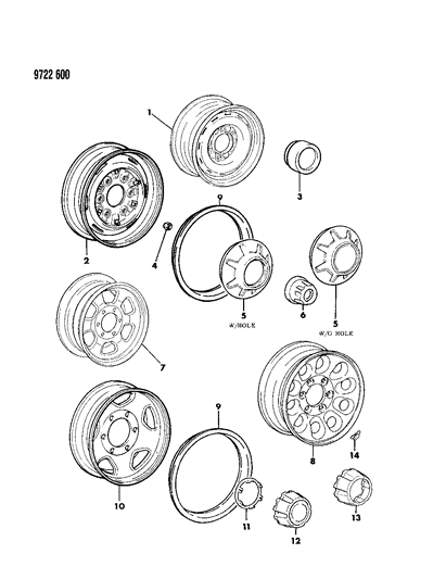 1989 Dodge Ram 50 Wheels & Covers Diagram