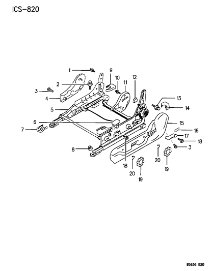 1995 Chrysler Sebring Adjusters - Left Seat Diagram 1