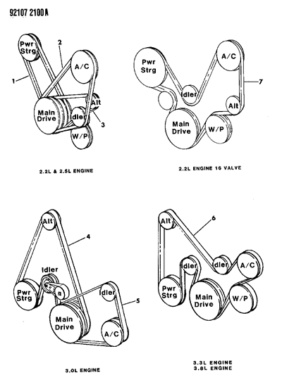 1992 Dodge Grand Caravan Belt-Accessory Drive Diagram for Q4060978