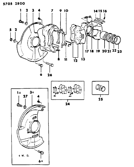 1985 Dodge Ram 50 Brakes, Front Diagram