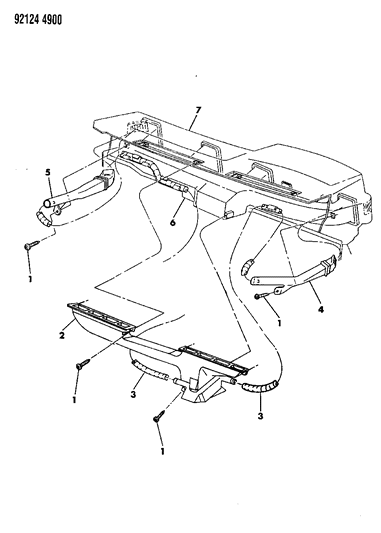 1992 Dodge Caravan Demister, Hose, Outlet, Duct Diagram