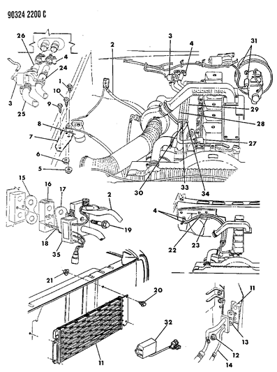 1991 Dodge W250 Plumbing - A/C Diagram 2