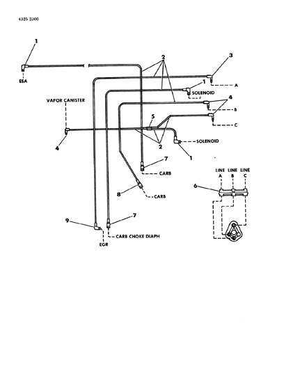 1985 Dodge Ram Wagon EGR Hose Harness Diagram 3