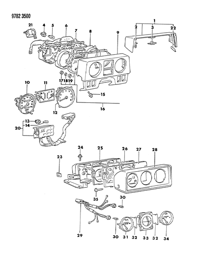 1989 Dodge Raider Instrument Panel Cluster Diagram