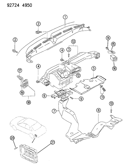 1993 Dodge Colt Air Ducts & Outlets Diagram 2