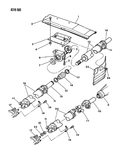 1988 Dodge Dakota YOKE Drive Shaft Diagram for 4384586