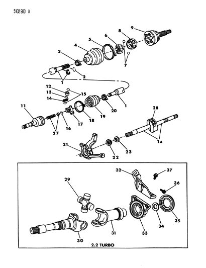 1985 Dodge 600 Sedan Shaft - Front Drive Diagram 2