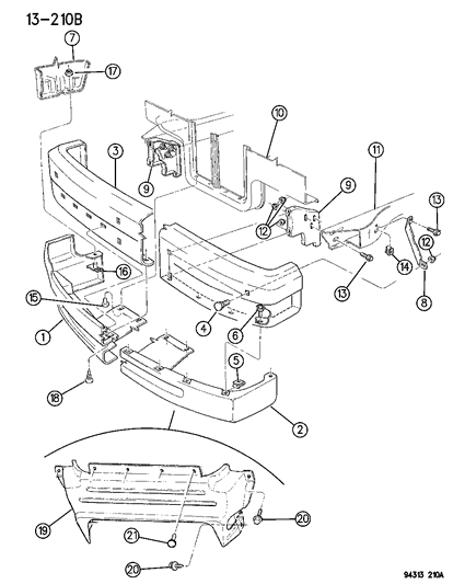 1994 Dodge Dakota Air Dam Diagram for 5BB36LX9