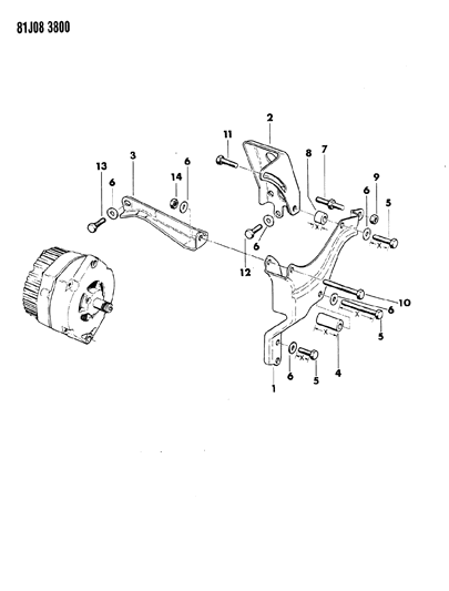 1984 Jeep Grand Wagoneer Alternator & Mounting Diagram 2