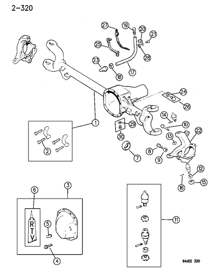 1994 Jeep Wrangler Housing - Front Axle Diagram 2