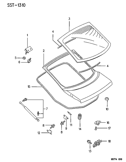 1995 Dodge Stealth Trunk Lid Diagram