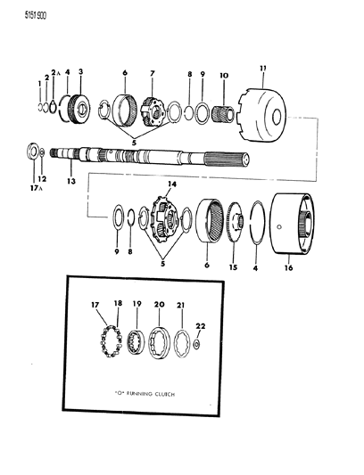 1985 Dodge Omni Gear Train & Output Shaft Diagram