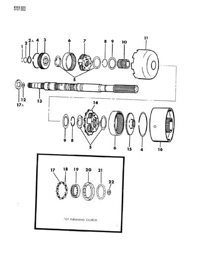 1985 Dodge 600 Gear Train & Output Shaft Diagram