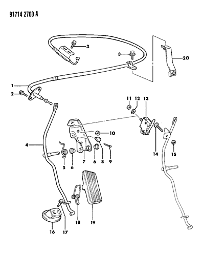 1991 Dodge Colt Accelerator Linkage & Pedal Diagram