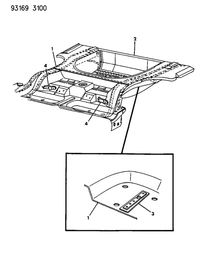 1993 Chrysler LeBaron Floor Pan Rear Diagram