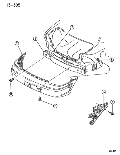 1996 Dodge Neon Fascia, Rear Diagram