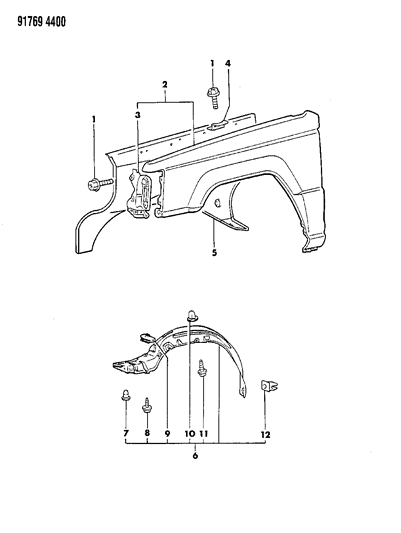 1991 Dodge Ram 50 Fender Front Diagram