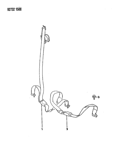 1992 Dodge Colt Seat Belts - Rear Diagram 1